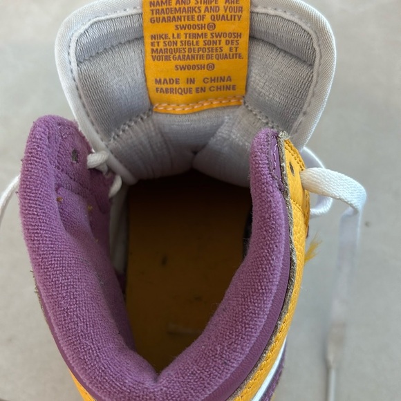 Nike Air Jordan 1 Brotherhood Purple and Yellow Sneakers size 4.5 - Picture 7 of 9